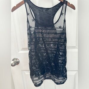 Guess Black Sequin Star Tank Top